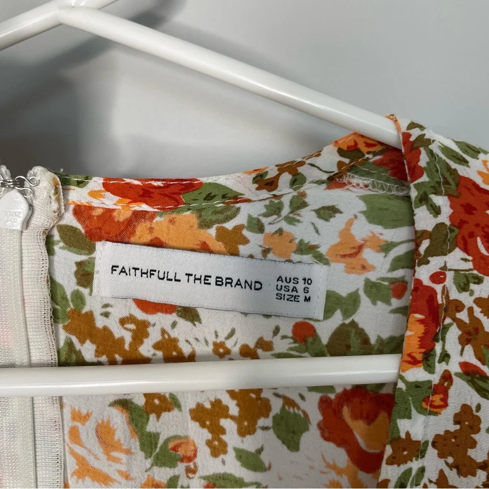 Faithfull the Brand‎ Anthropologie Delia Midi Dress in Floral Le Rose Apricot 6